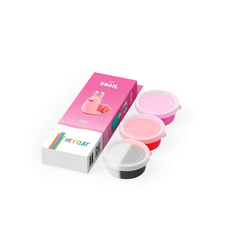 Hey Clay - Modelling Air-Dry Clay with Fun Interactive App - Snail, series Bugs, 3 cans