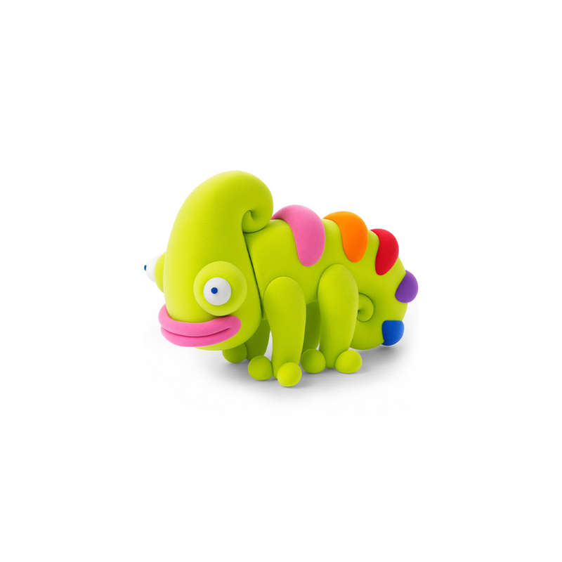 Hey Clay - Modelling Air-Dry Clay with Fun Interactive App - Chameleon, Series Exotic Pets, 3 cans