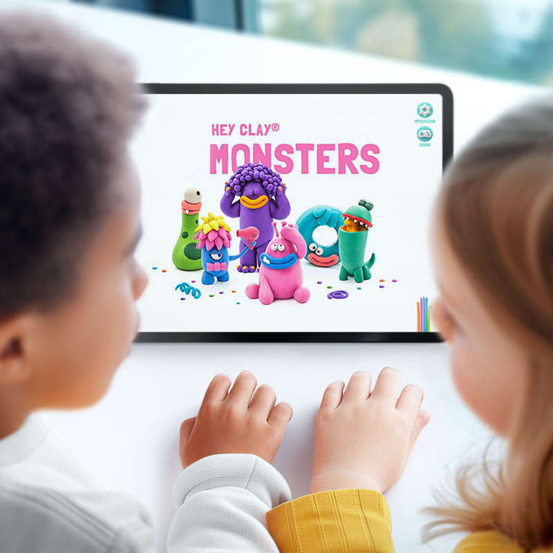 Hey Clay - Modelling Air-Dry Clay with Fun Interactive App - Donut, series Monsters, 3 cans