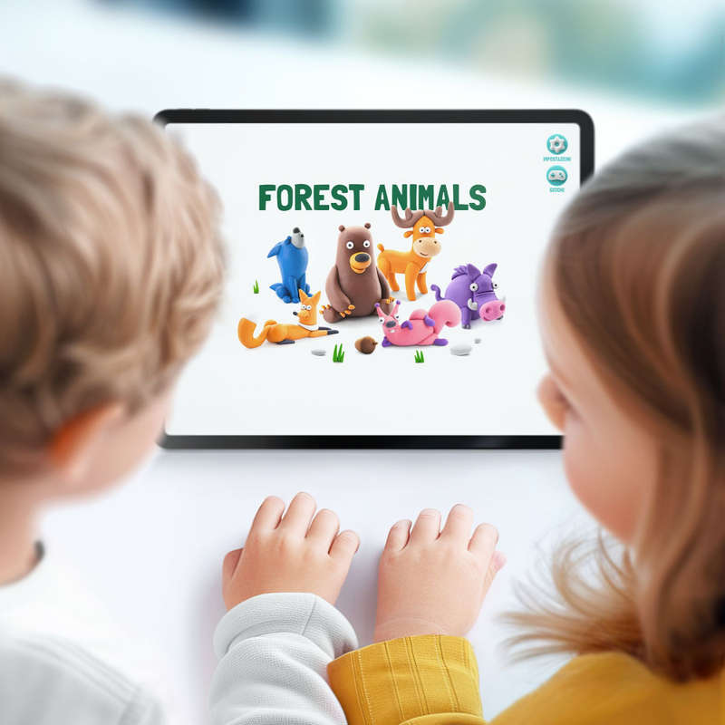 Hey Clay - Modelling Air-Dry Clay with Fun Interactive App - Bear, series Forest Animals, 3 cans