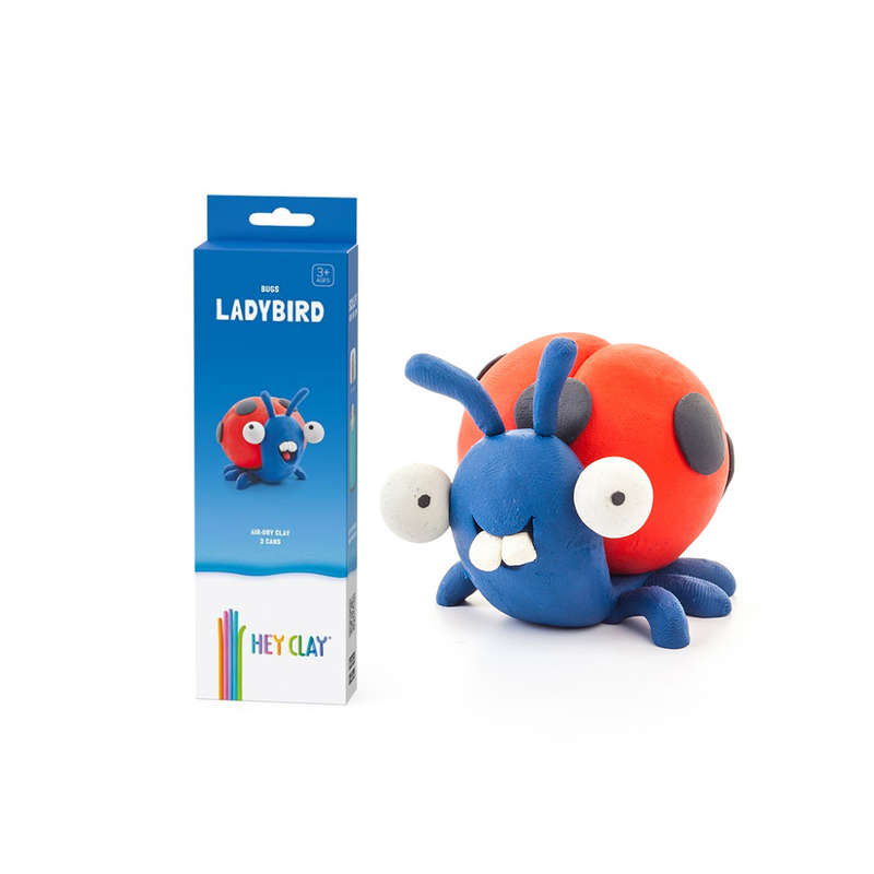 Hey Clay - Modelling Air-Dry Clay with Fun Interactive App - Ladybird, series Bugs, 3 cans