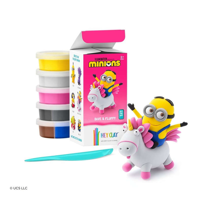 Hey Clay - Modelling Air-Dry Clay with Fun Interactive App - Dave & Fluffy, Series Minions, 5 cans
