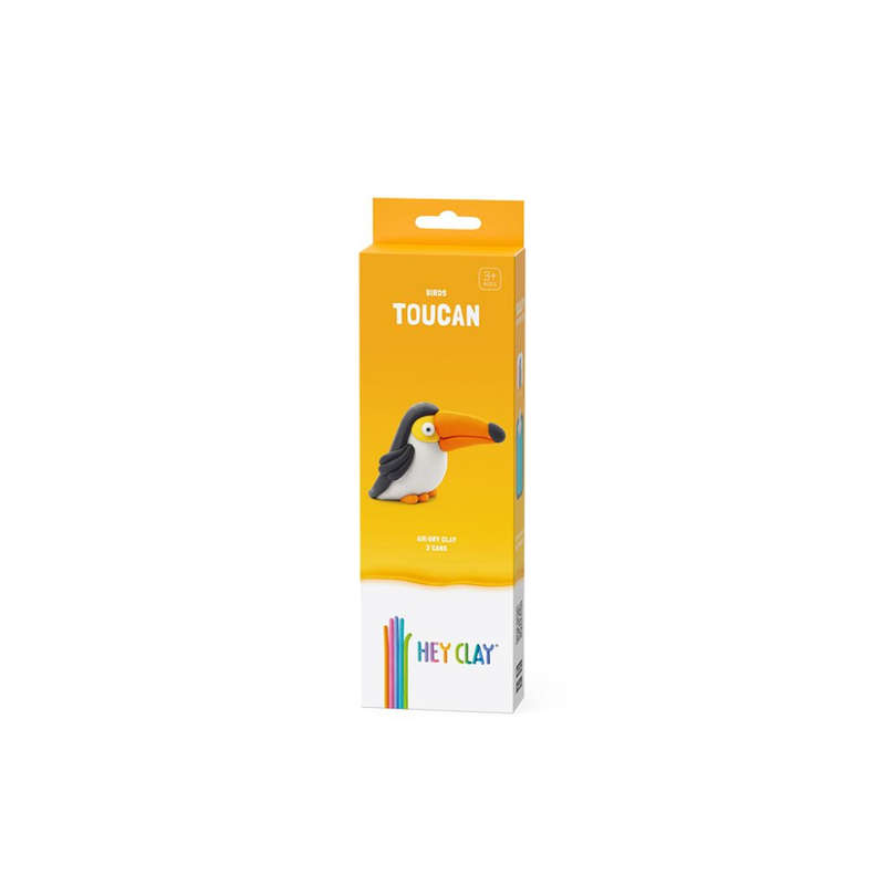 Hey Clay - Modelling Air-Dry Clay with Fun Interactive App - Toucan, series Birds, 3 cans