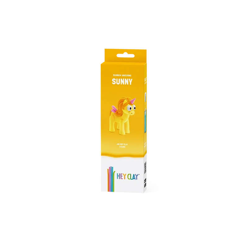 Hey Clay - Modelling Air-Dry Clay with Fun Interactive App - Sunny, Series Rainbow Unicorns, 3 cans