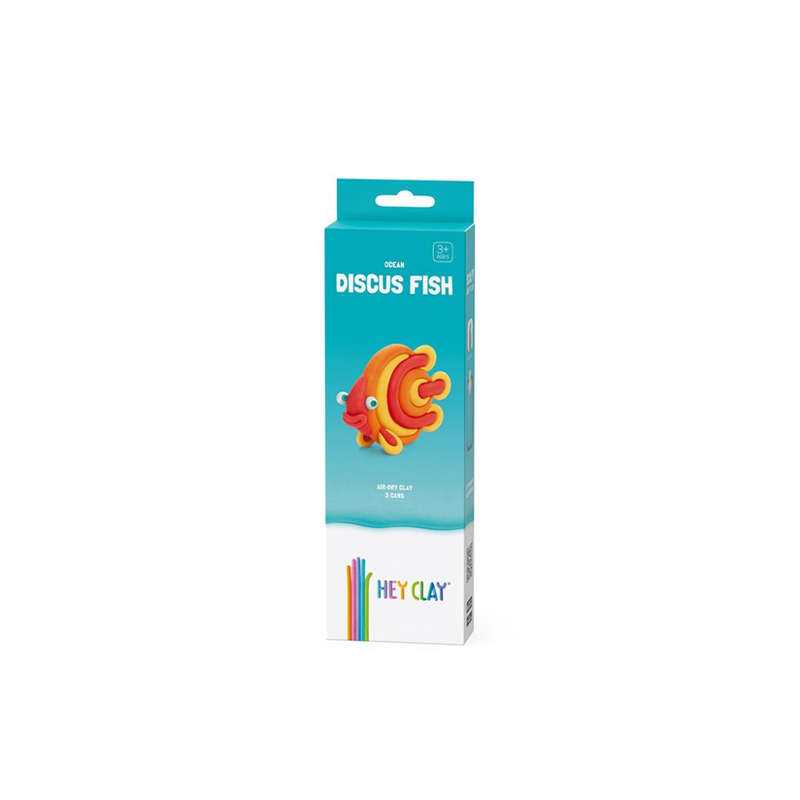 Hey Clay - Modelling Air-Dry Clay with Fun Interactive App - Discus Fish, series Ocean, 3 cans