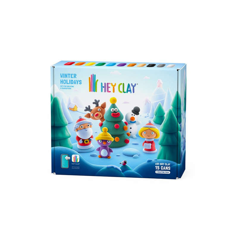 Hey Clay - Modelling Air-Dry Clay with Fun Interactive App - Winter Holidays, 15 cans