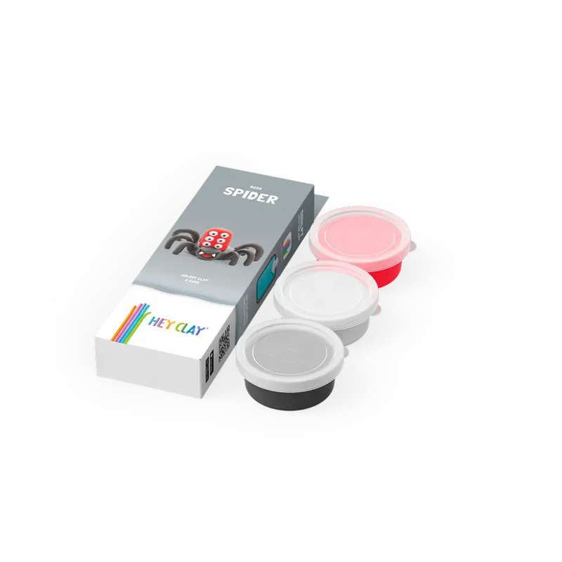 Hey Clay - Modelling Air-Dry Clay with Fun Interactive App - Spider, series Bugs, 3 cans