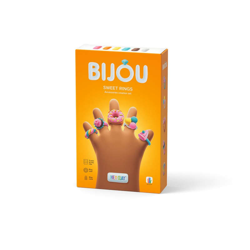 Hey Clay - Modelling Air-Dry Clay with Fun Interactive App - Sweet Rings, series Bijou, 3 cans
