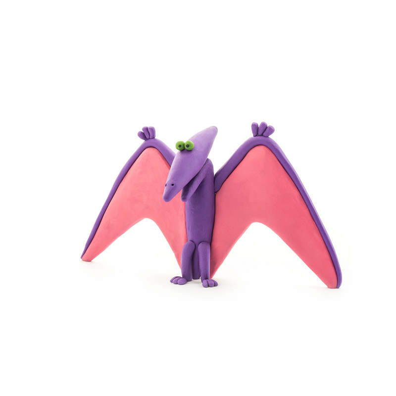 Hey Clay - Modelling Air-Dry Clay with Fun Interactive App - Pterodactylus, series Dinos, 3 cans
