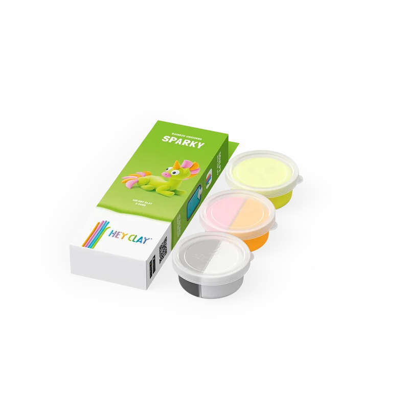 Hey Clay - Modelling Air-Dry Clay with Fun Interactive App - Sparky, Series Rainbow Unicorns, 3 cans