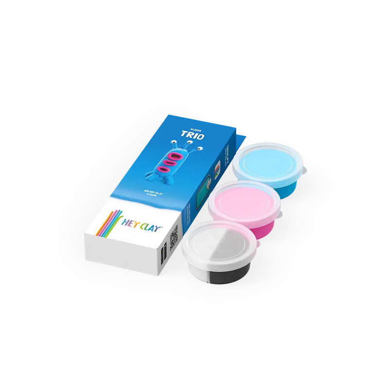 Hey Clay - Modelling Air-Dry Clay with Fun Interactive App - Trio, series Aliens, 3 cans