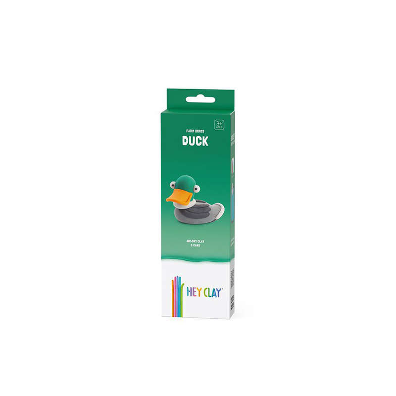 Hey Clay - Modelling Air-Dry Clay with Fun Interactive App - Duck, series Farm Birds, 3 cans