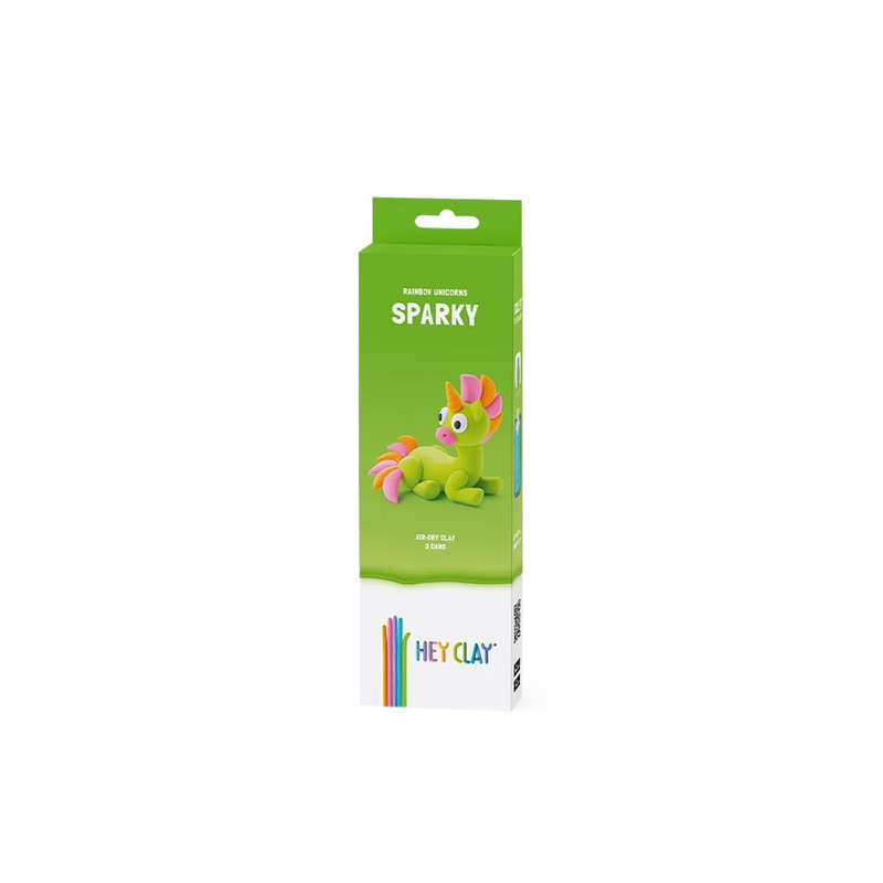 Hey Clay - Modelling Air-Dry Clay with Fun Interactive App - Sparky, Series Rainbow Unicorns, 3 cans
