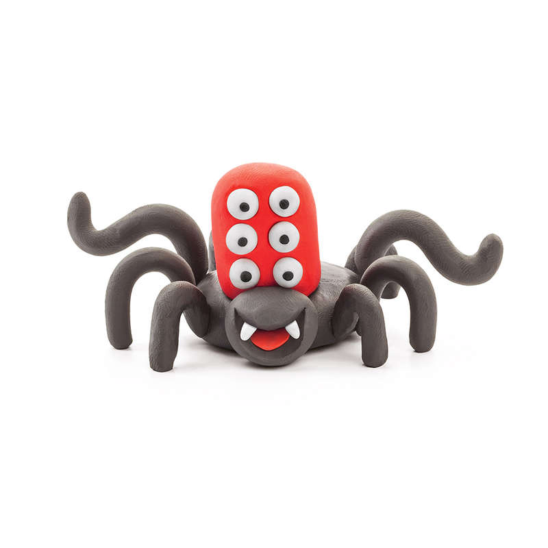 Hey Clay - Modelling Air-Dry Clay with Fun Interactive App - Spider, series Bugs, 3 cans