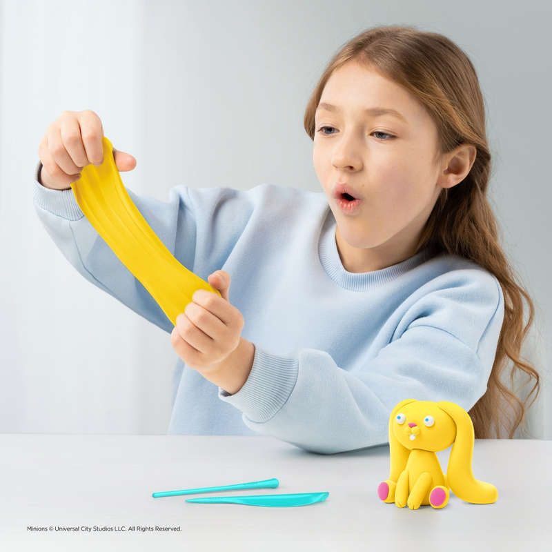 Hey Clay - Modelling Air-Dry Clay with Fun Interactive App - Bunny, series Fluffy Pets, 3 cans