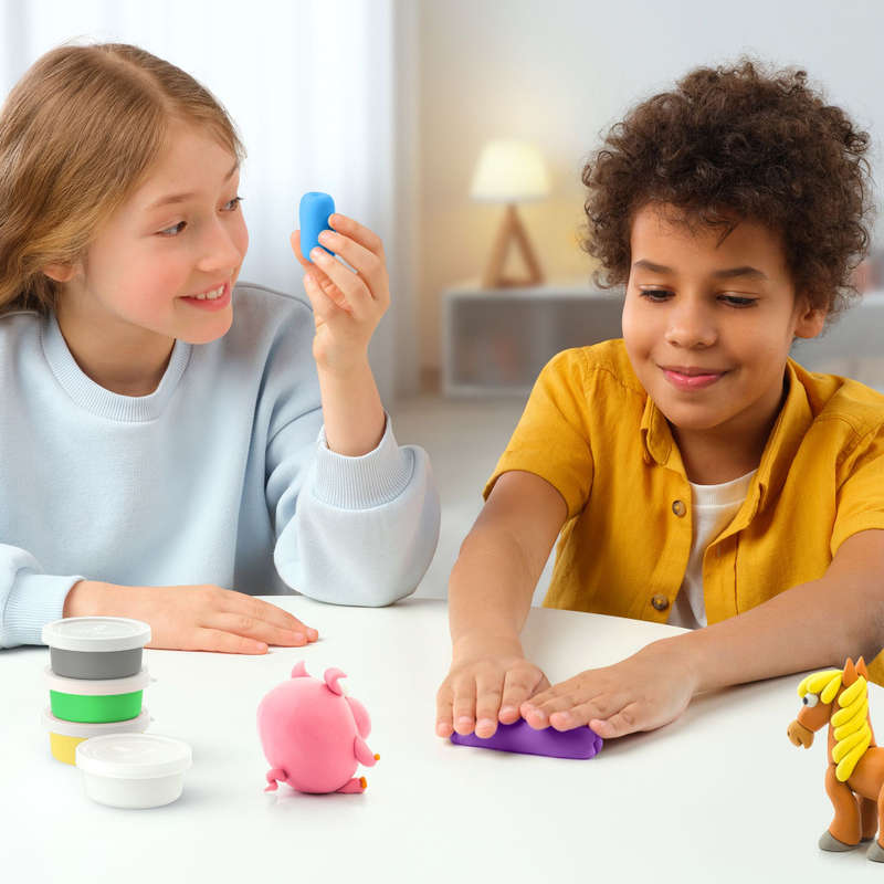 Hey Clay - Modelling Air-Dry Clay with Fun Interactive App - Sheep, series Animals, 3 cans