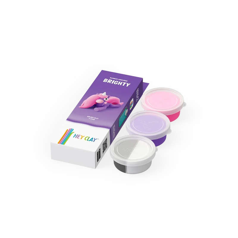 Hey Clay - Modelling Air-Dry Clay with Fun Interactive App - Brighty, Series Rainbow Unicorns, 3 ...