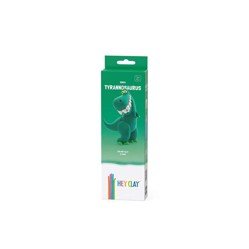 Hey Clay - Modelling Air-Dry Clay with Fun Interactive App - Tyrannosaurus, series Dinos, 3 cans