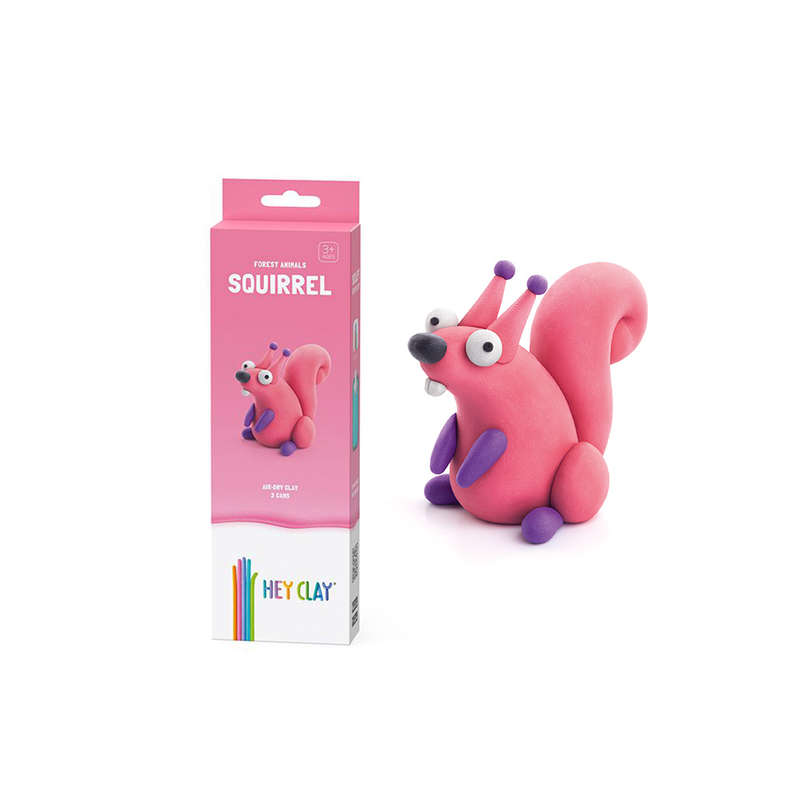 Hey Clay - Modelling Air-Dry Clay with Fun Interactive App - Squirrel, series Forest Animals, 3 cans