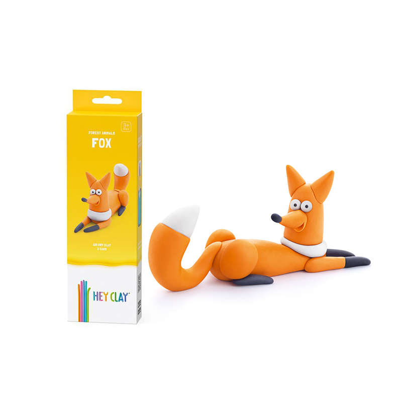 Hey Clay - Modelling Air-Dry Clay with Fun Interactive App - Fox, series Forest Animals, 3 cans