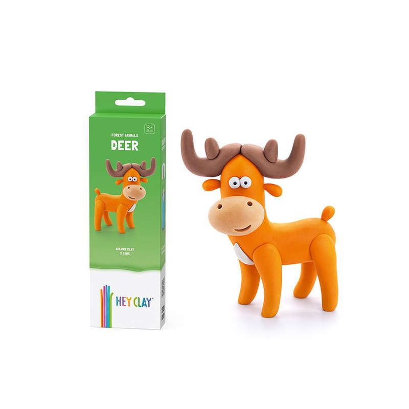 Hey Clay - Modelling Air-Dry Clay with Fun Interactive App - Deer, series Forest Animals, 3 cans