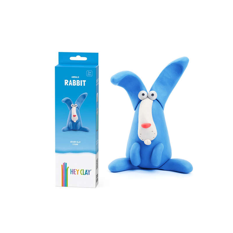 Hey Clay - Modelling Air-Dry Clay with Fun Interactive App - Rabbit, series Animals, 3 cans