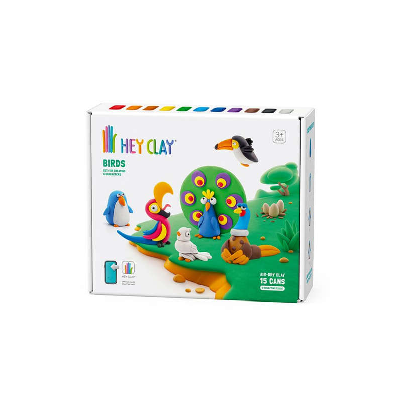 Hey Clay - Modelling Air-Dry Clay with Fun Interactive App - Birds, 15 cans