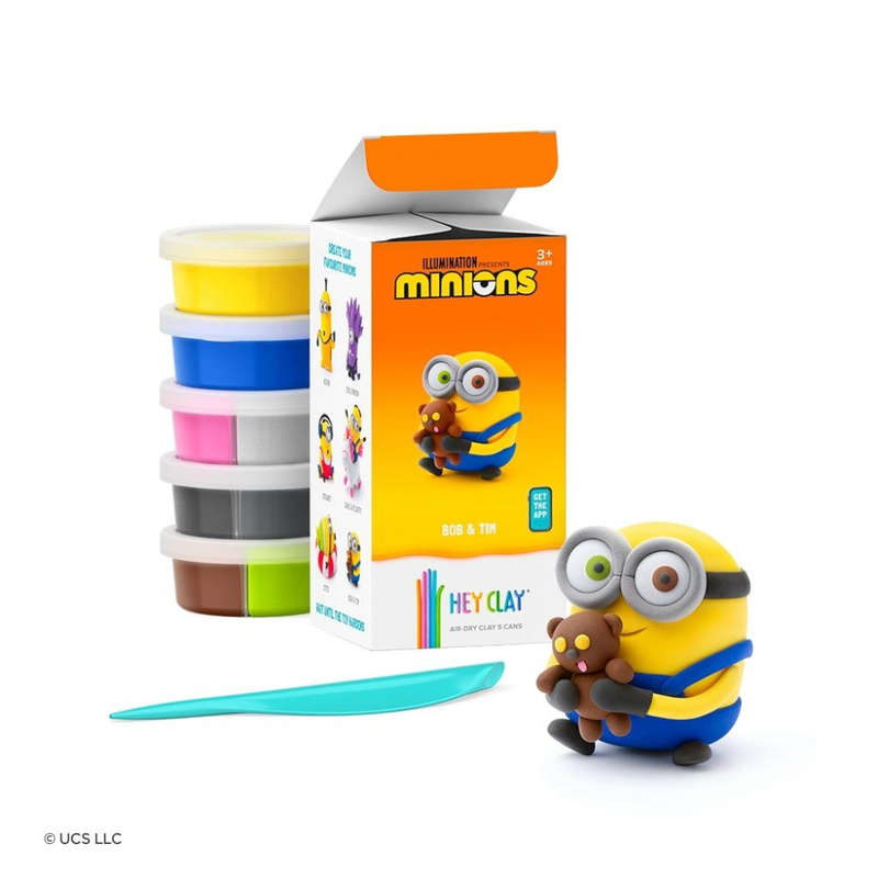 Hey Clay - Modelling Air-Dry Clay with Fun Interactive App - Bob & Tim, Series Minions, 5 cans