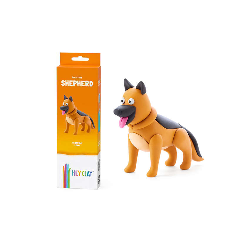 Hey Clay - Modelling Air-Dry Clay with Fun Interactive App - Shepherd, Series Dog Story, 3 cans