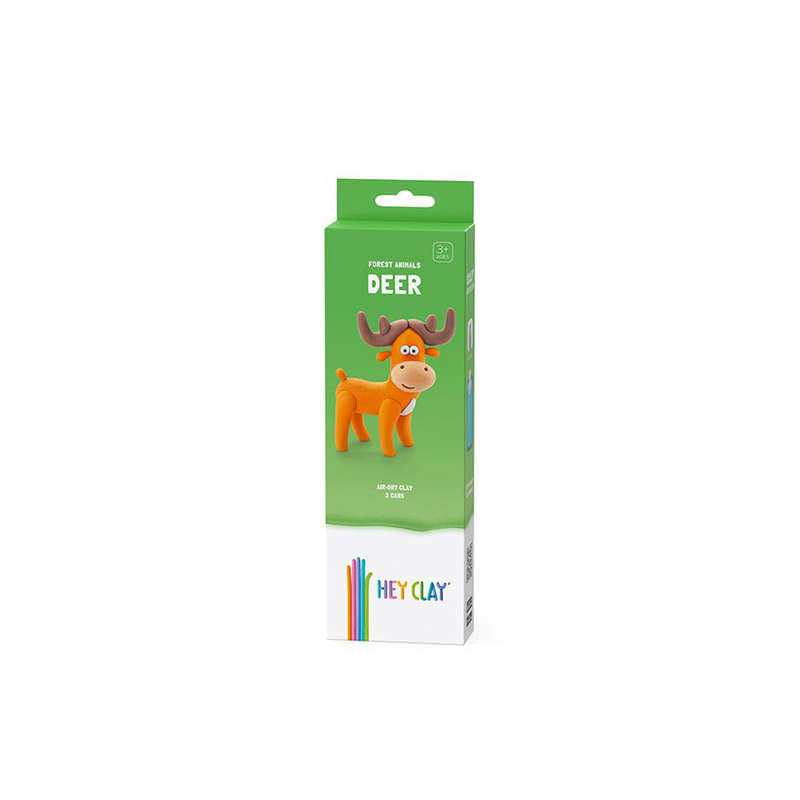 Hey Clay - Modelling Air-Dry Clay with Fun Interactive App - Deer, series Forest Animals, 3 cans