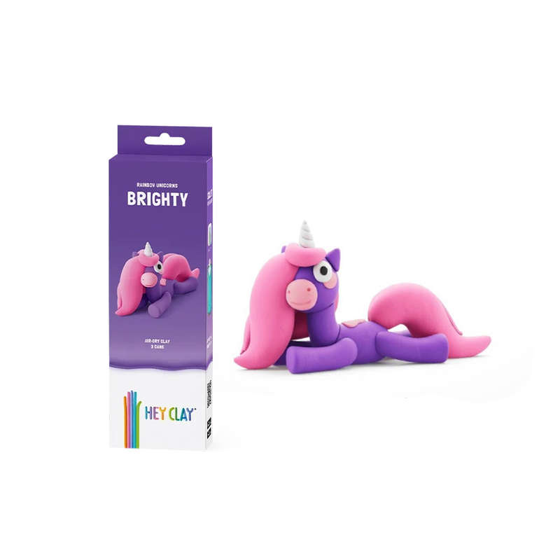 Hey Clay - Modelling Air-Dry Clay with Fun Interactive App - Brighty, Series Rainbow Unicorns, 3 ...