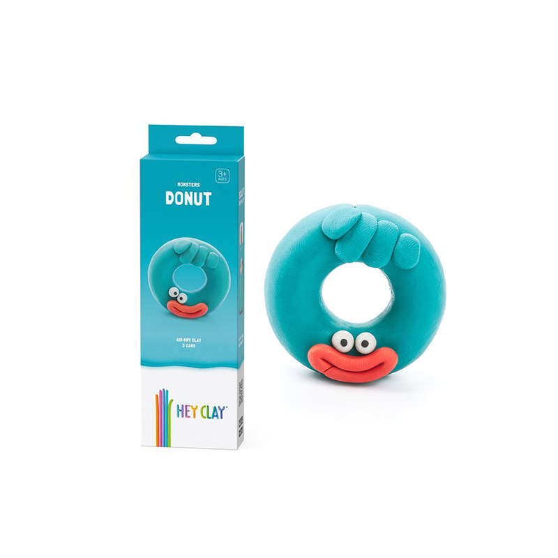 Hey Clay - Modelling Air-Dry Clay with Fun Interactive App - Donut, series Monsters, 3 cans