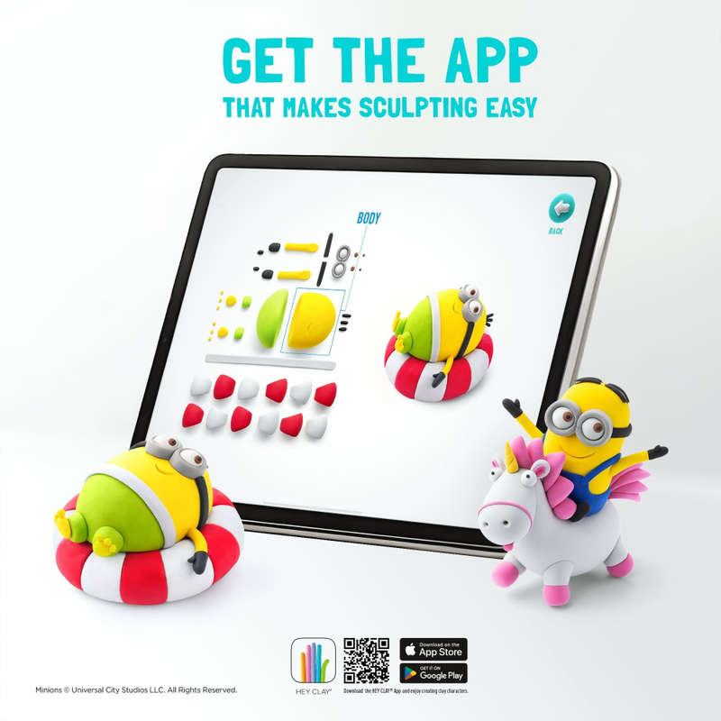 Hey Clay - Modelling Air-Dry Clay with Fun Interactive App - Dave & Fluffy, Series Minions, 5 cans