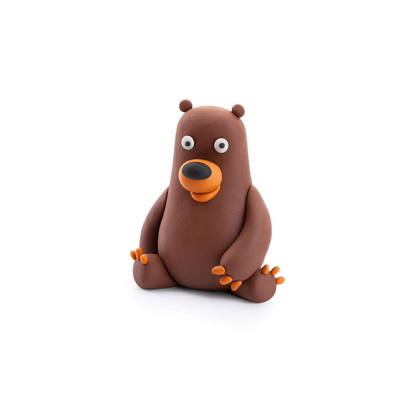 Hey Clay - Modelling Air-Dry Clay with Fun Interactive App - Bear, series Forest Animals, 3 cans