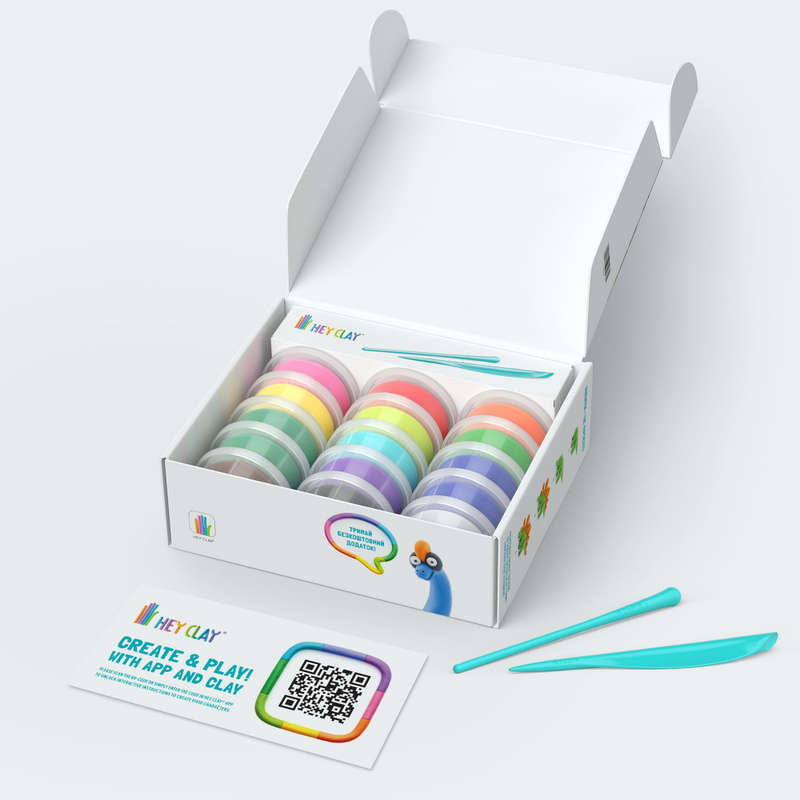 Hey Clay - Modelling Air-Dry Clay with Fun Interactive App - Dinos, 15 cans