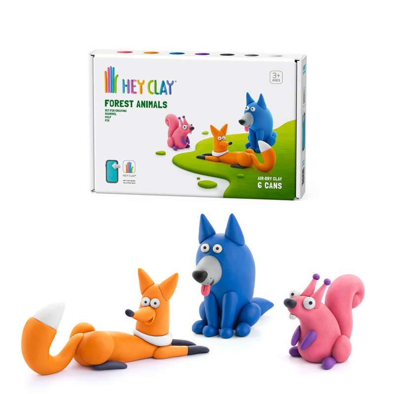 Hey Clay - Modelling Air-Dry Clay with Fun Interactive App - Wolf, Fox, Squirrel, Series Forest A...
