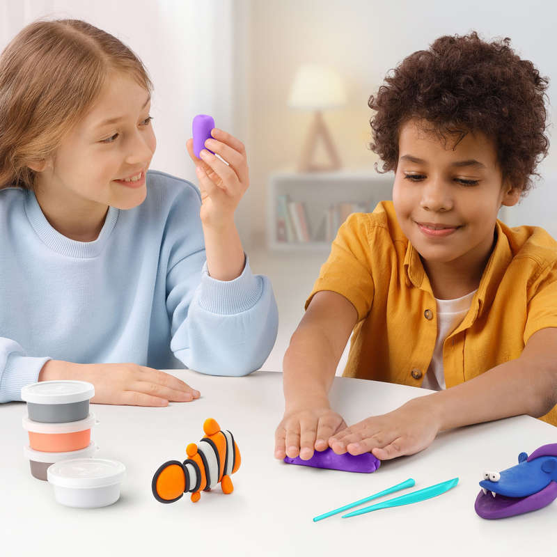 Hey Clay - Modelling Air-Dry Clay with Fun Interactive App - Clownfish, Discus Fish, Eel, Series ...