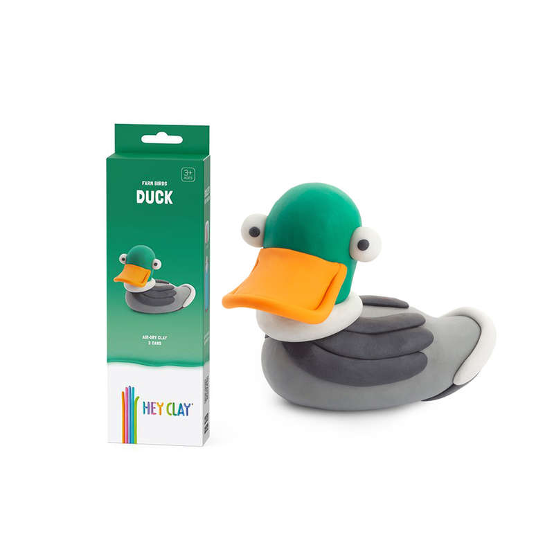 Hey Clay - Modelling Air-Dry Clay with Fun Interactive App - Duck, series Farm Birds, 3 cans