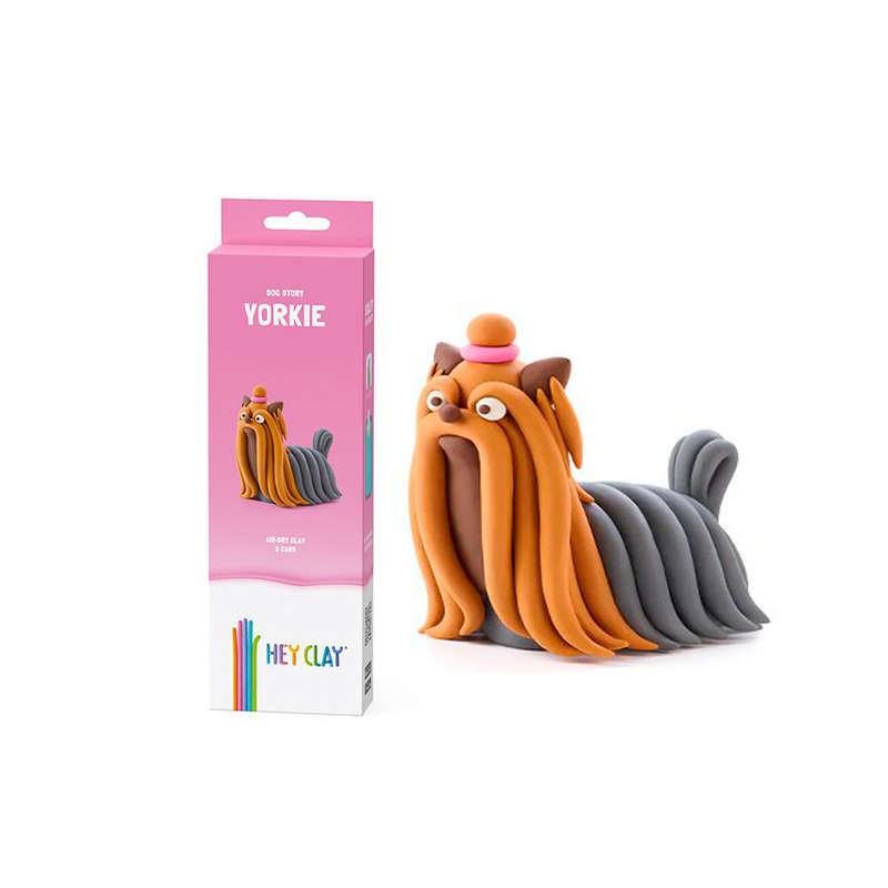 Hey Clay - Modelling Air-Dry Clay with Fun Interactive App - Yorkie, Series Dog Story, 3 cans