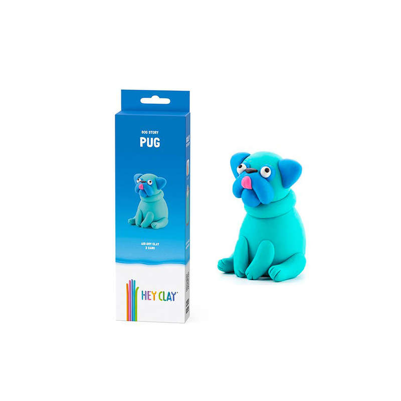 Hey Clay - Modelling Air-Dry Clay with Fun Interactive App - Pug, Series Dog Story, 3 cans