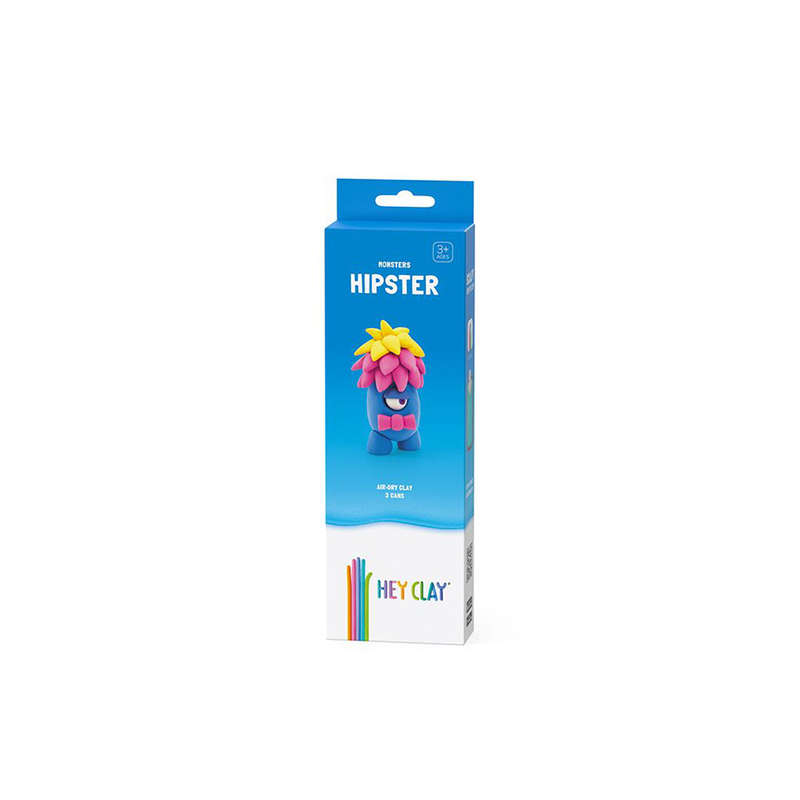 Hey Clay - Modelling Air-Dry Clay with Fun Interactive App - Hipster, series Monsters, 3 cans