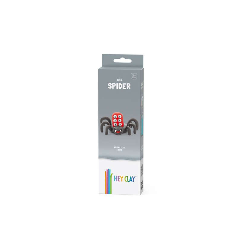 Hey Clay - Modelling Air-Dry Clay with Fun Interactive App - Spider, series Bugs, 3 cans