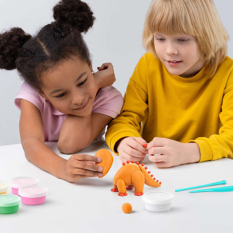 Hey Clay - Modelling Air-Dry Clay with Fun Interactive App - Dinos, 15 cans