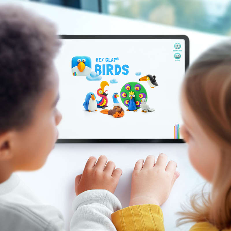 Hey Clay - Modelling Air-Dry Clay with Fun Interactive App - Toucan, series Birds, 3 cans