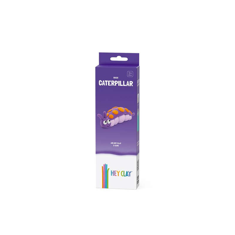Hey Clay - Modelling Air-Dry Clay with Fun Interactive App - Caterpillar, series Bugs, 3 cans