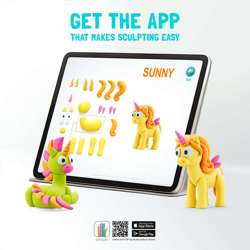 Hey Clay - Modelling Air-Dry Clay with Fun Interactive App - Brighty, Cloudy, Sparky, Series Rain...