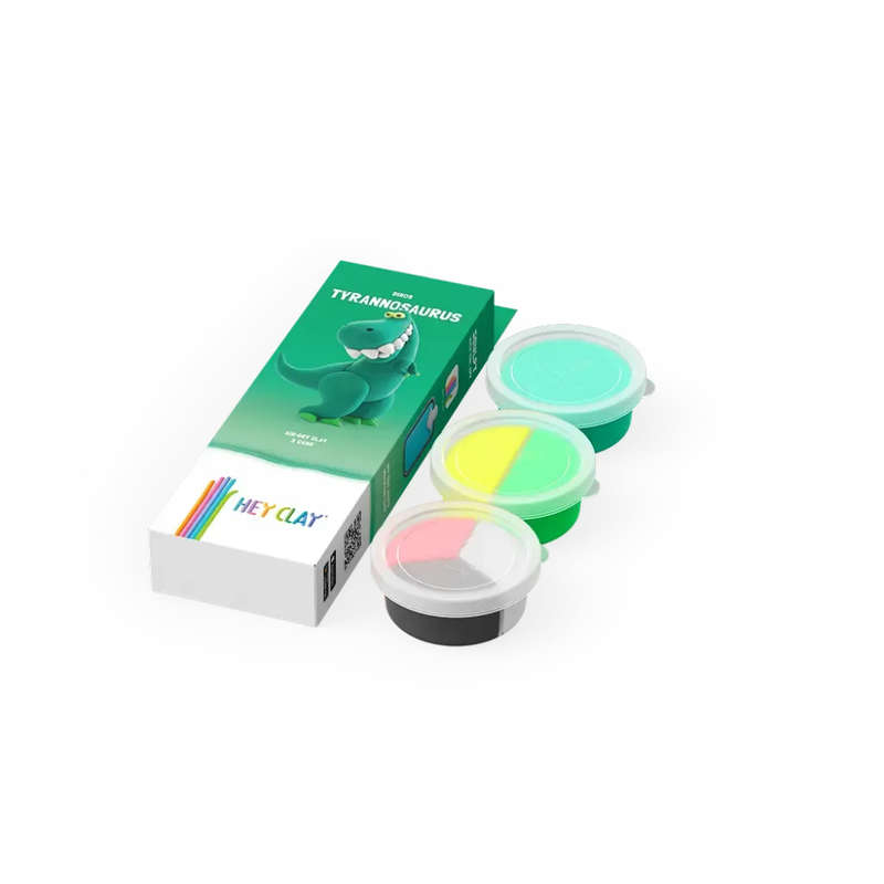 Hey Clay - Modelling Air-Dry Clay with Fun Interactive App - Tyrannosaurus, series Dinos, 3 cans