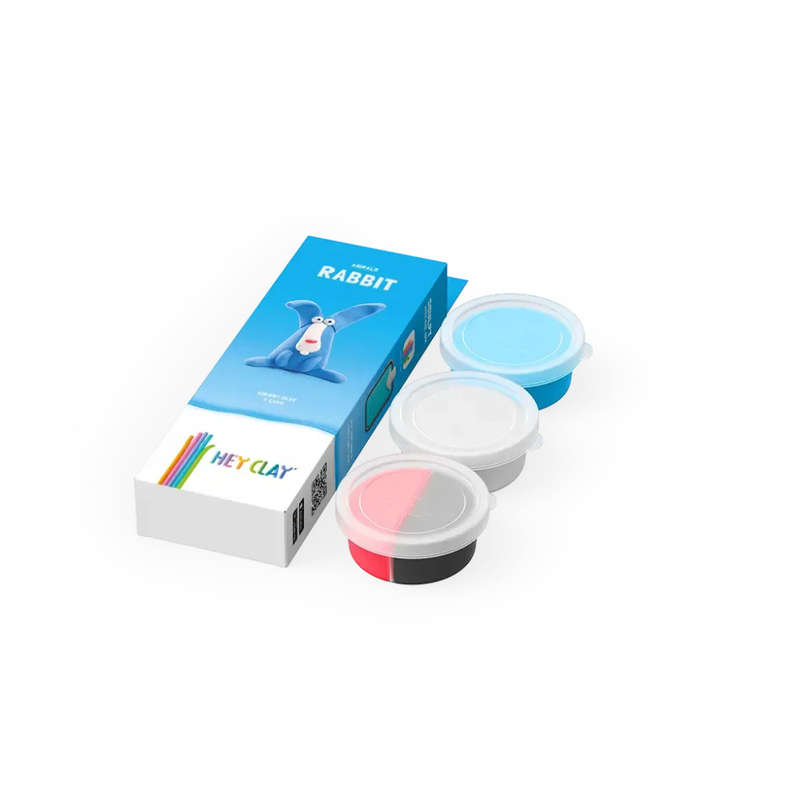 Hey Clay - Modelling Air-Dry Clay with Fun Interactive App - Rabbit, series Animals, 3 cans