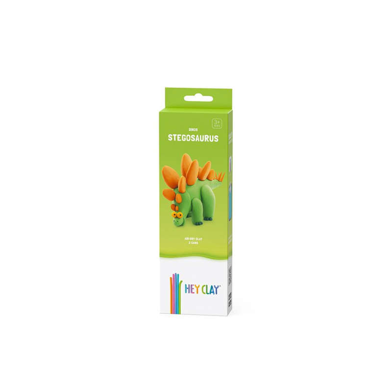 Hey Clay - Modelling Air-Dry Clay with Fun Interactive App - Stegosaurus, series Dinos, 3 cans