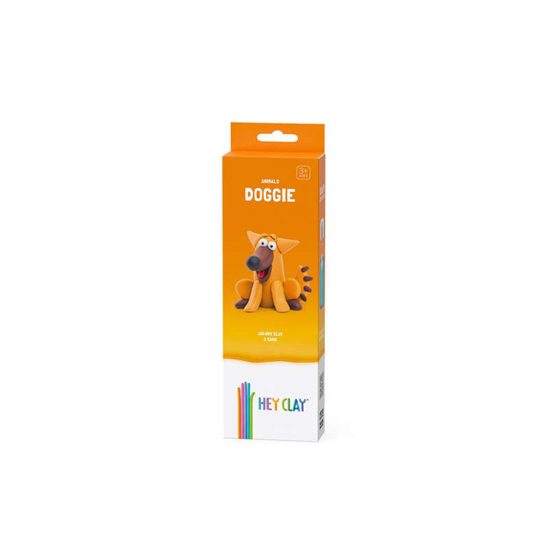 Hey Clay - Modelling Air-Dry Clay with Fun Interactive App - Doggie, series Animals, 3 cans